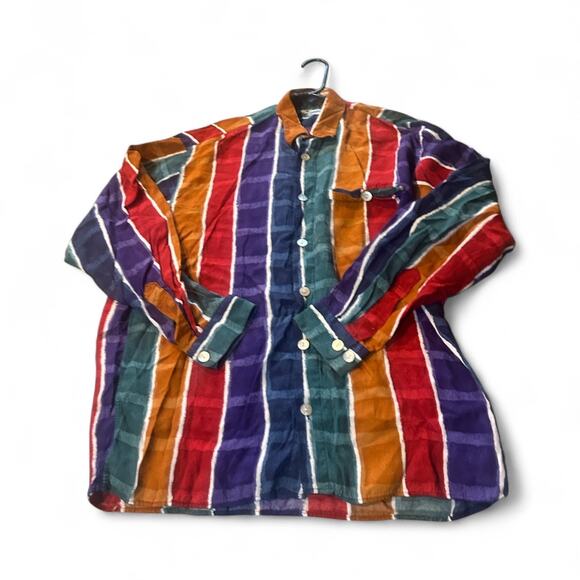 Jack Lipson Signature Colorful Pattern Casual Dress Shirt Size M Vicose Button - Picture 1 of 6